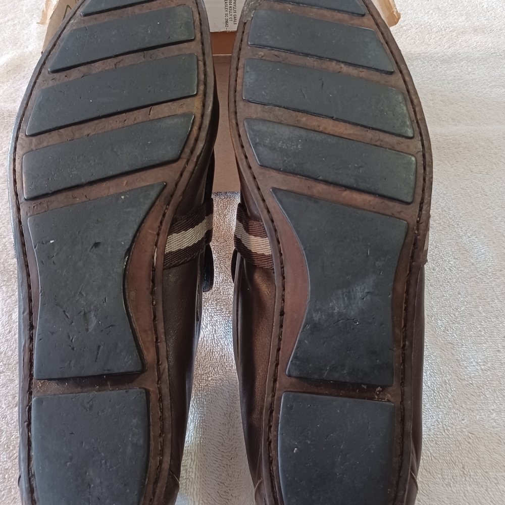 Gucci Leather Men's Shoe's size EURO 45 US 10.5 Brown White 11 Stripe - Picture 7 of 8